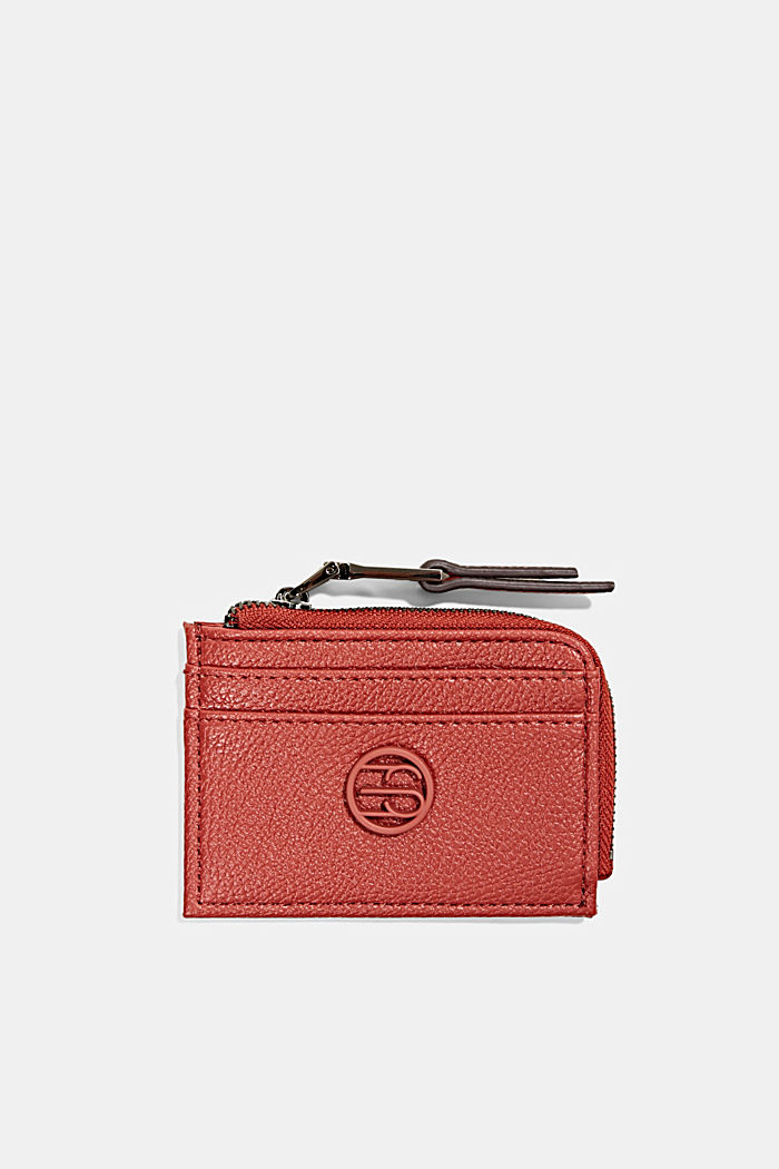 Vegan: card holder with a zip compartment, TERRACOTTA, detail image number 0