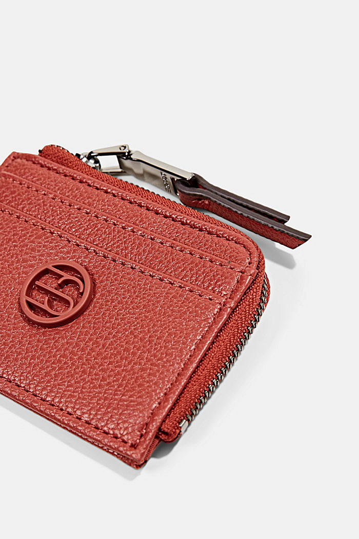 Vegan: card holder with a zip compartment, TERRACOTTA, detail image number 1