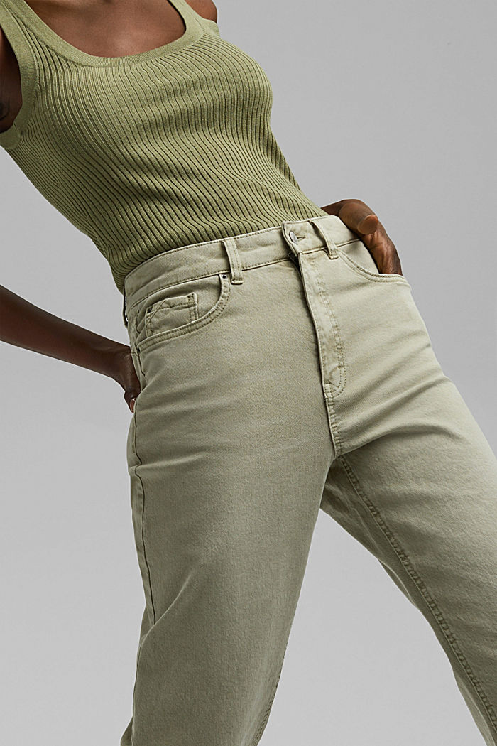 Pantaloni 7/8 rilassati dal look slavato, cotone biologico, PASTEL GREEN, detail image number 2