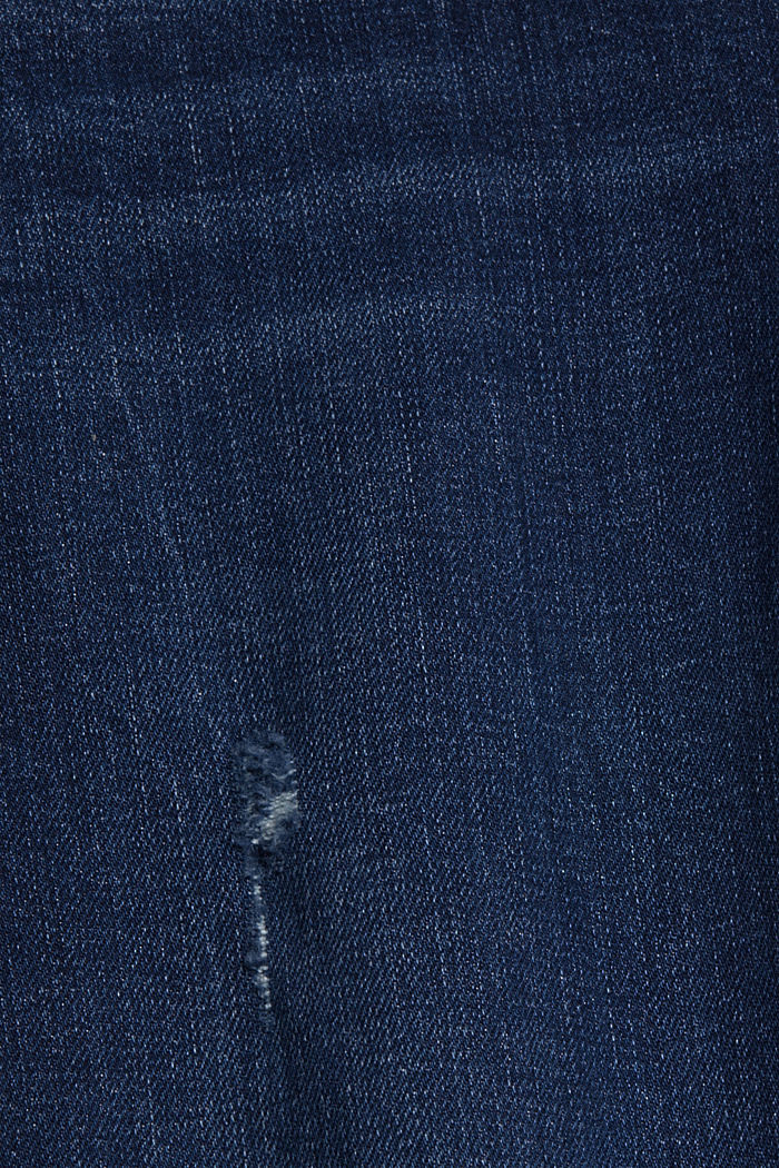 Kuluneet farkut, joissa kaksi nappia, luomupuuvillaa, BLUE DARK WASHED, detail image number 4