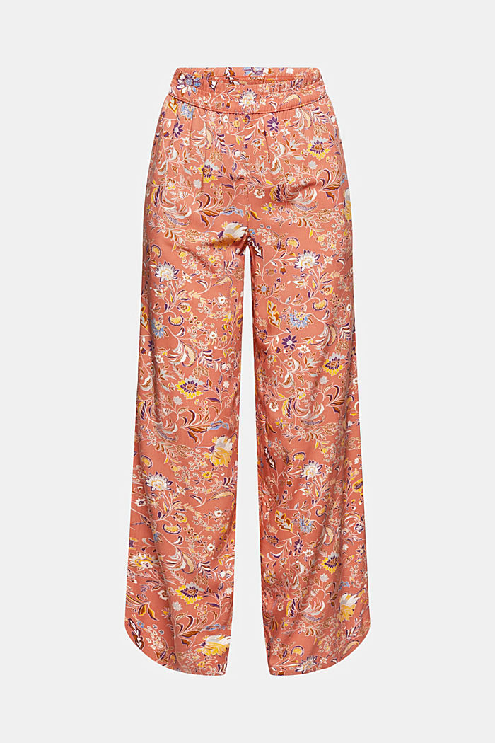 Printed trousers with a wide leg, LENZING™ ECOVERO™
