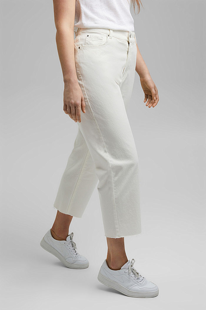High-waisted cropped jeans, organic cotton, OFF WHITE, detail image number 0