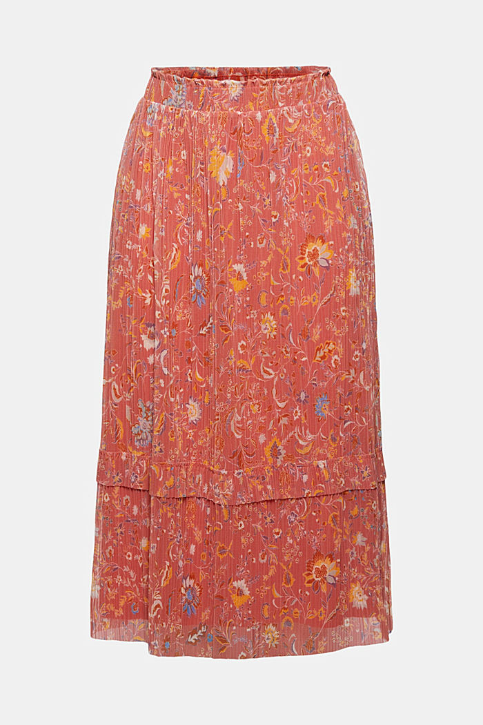 Mesh midi skirt with pleats and a print
