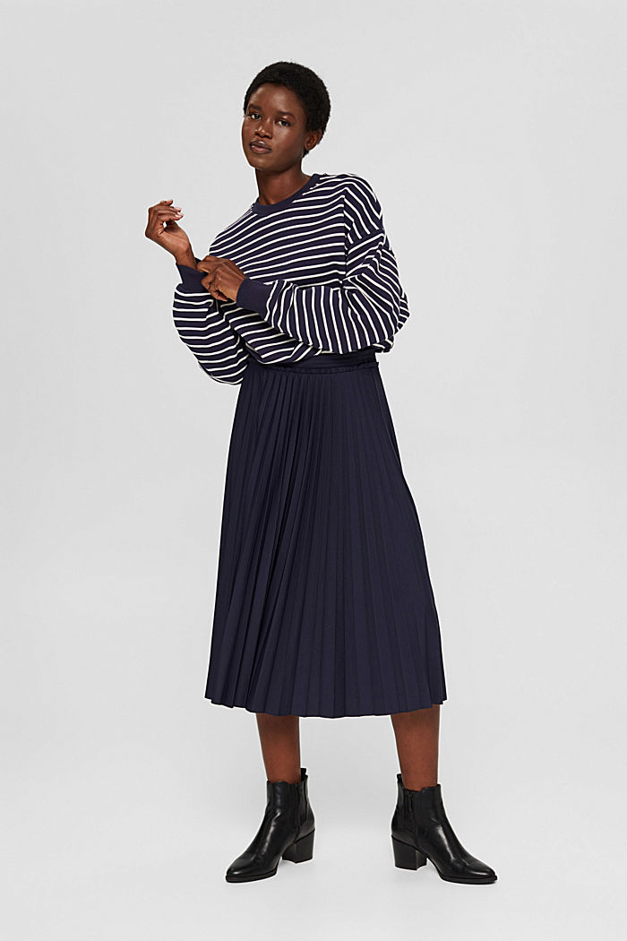 Pleated midi skirt, NAVY, detail image number 1