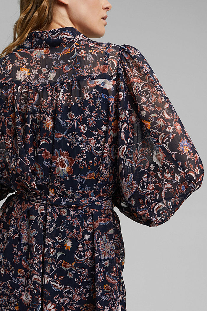 Floral chiffon dress with batwing sleeves, NAVY, detail image number 5