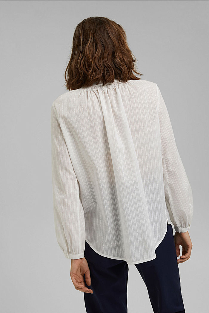 Blouse with woven texture made of 100% cotton, OFF WHITE, detail image number 3