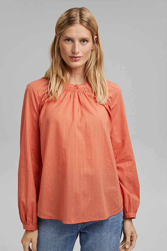 Blouse with woven texture made of 100% cotton, BLUSH, detail image number 0