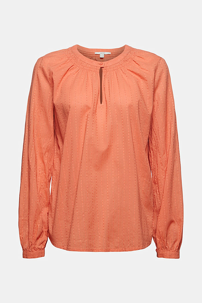 Blouse with woven texture made of 100% cotton, BLUSH, overview