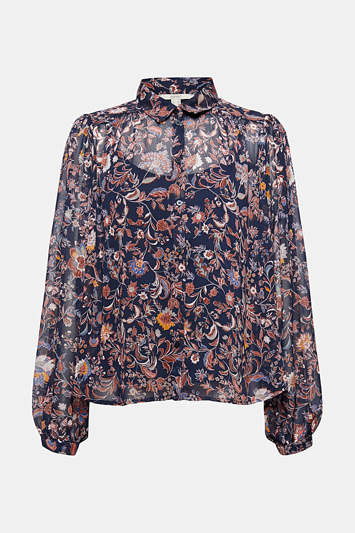 Floral blouse with batwing sleeves made of chiffon