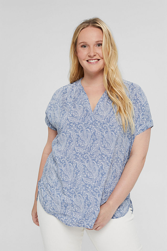 CURVY Top blusato in LENZING™ ECOVERO™, PASTEL BLUE, overview