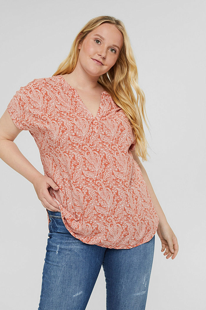 CURVY Top blusato in LENZING™ ECOVERO™, BLUSH, overview