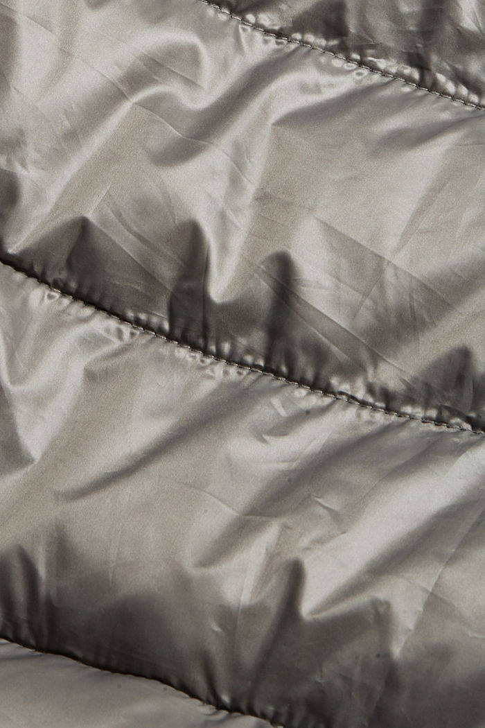 Materiale riciclato: giacca trapuntata leggera con cappuccio, LIGHT GUNMETAL, detail image number 4