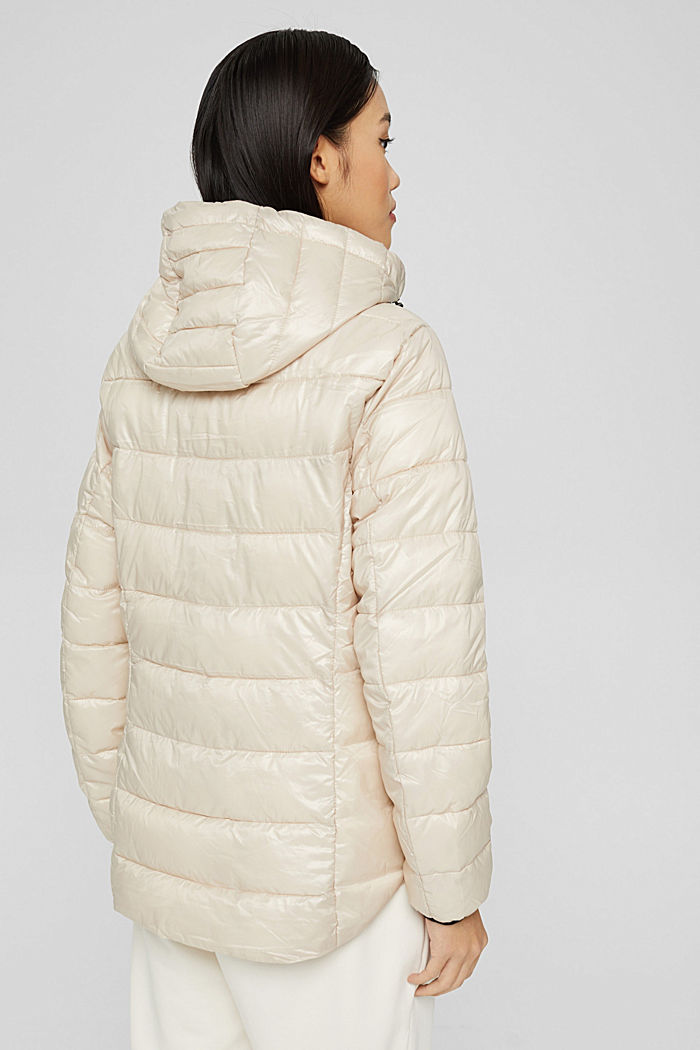 Recycled: lightweight quilted jacket with a hood, CREAM BEIGE, detail image number 3