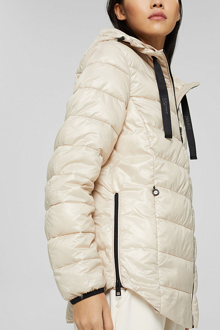 Recycled: lightweight quilted jacket with a hood, CREAM BEIGE, detail image number 5