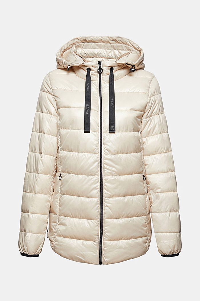 Recycled: lightweight quilted jacket with a hood, CREAM BEIGE, detail image number 6