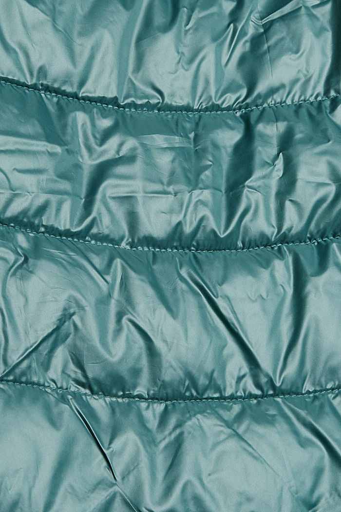 Materiale riciclato: giacca trapuntata leggera con cappuccio, TEAL BLUE, detail image number 4