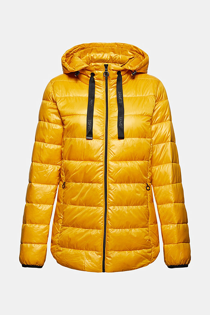 Recycled: lightweight quilted jacket with a hood, HONEY YELLOW, detail image number 6