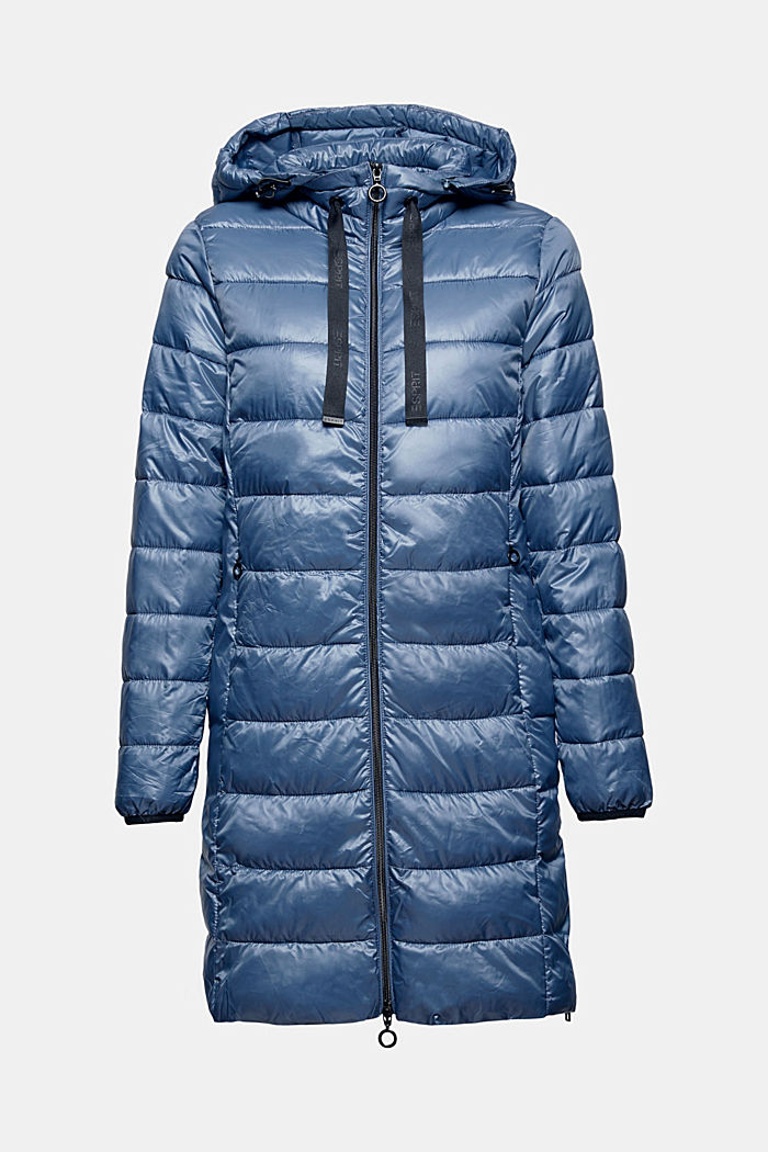 Recycled: lightweight quilted coat with hood