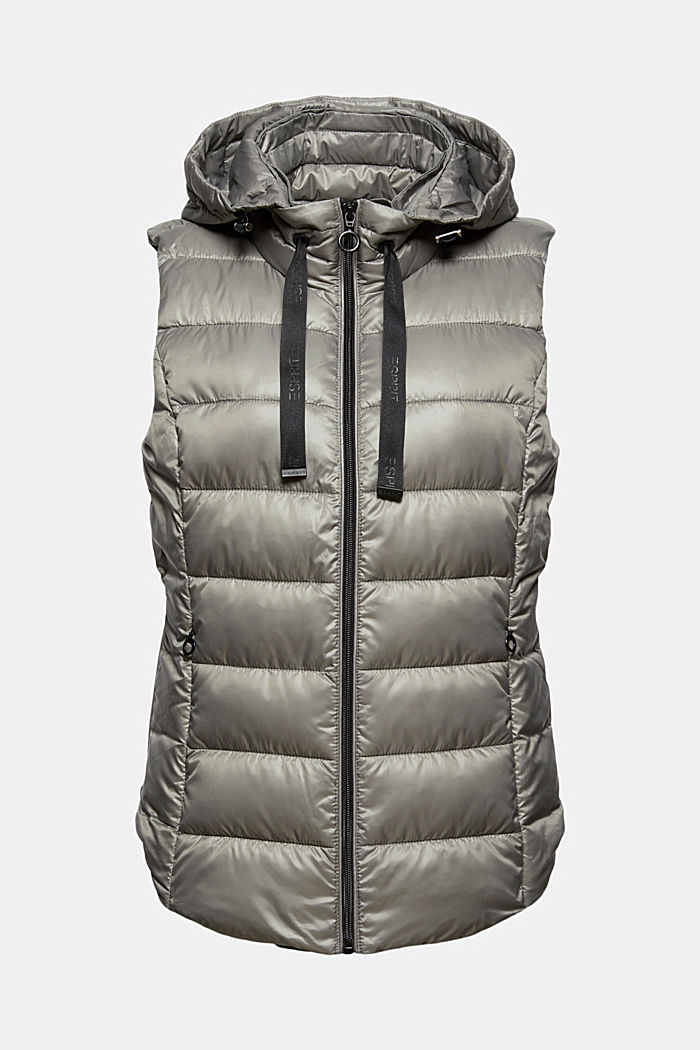 Recycled: lightweight quilted body warmer with hood, LIGHT GUNMETAL, detail image number 6