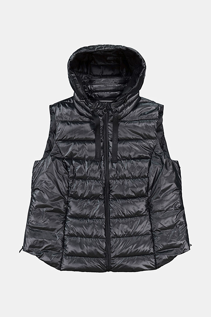 CURVY recycled: Quilted body warmer with a hood, BLACK, detail image number 6