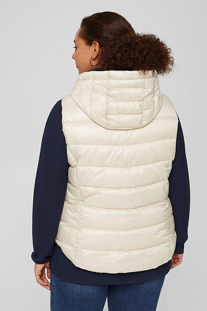 CURVY recycled: Quilted body warmer with a hood, CREAM BEIGE, detail image number 3