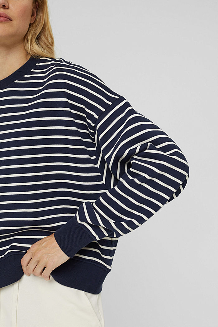 Striped sweatshirt made of 100% organic cotton, NAVY, detail image number 2