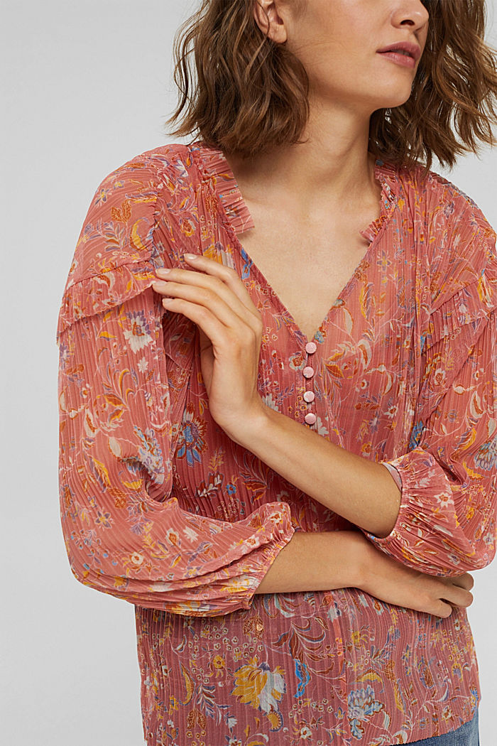 Blusa plissettata in mesh con top da indossare sotto, BLUSH, detail image number 2