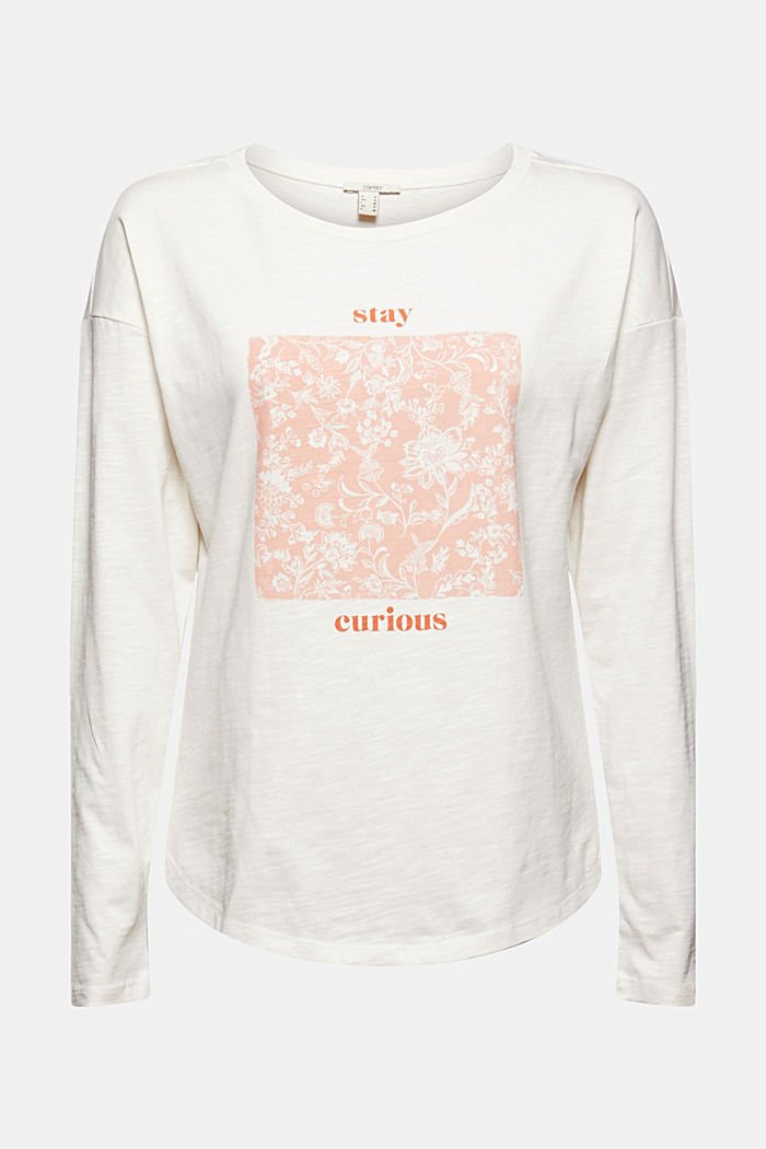 Cotton long sleeve top with a print