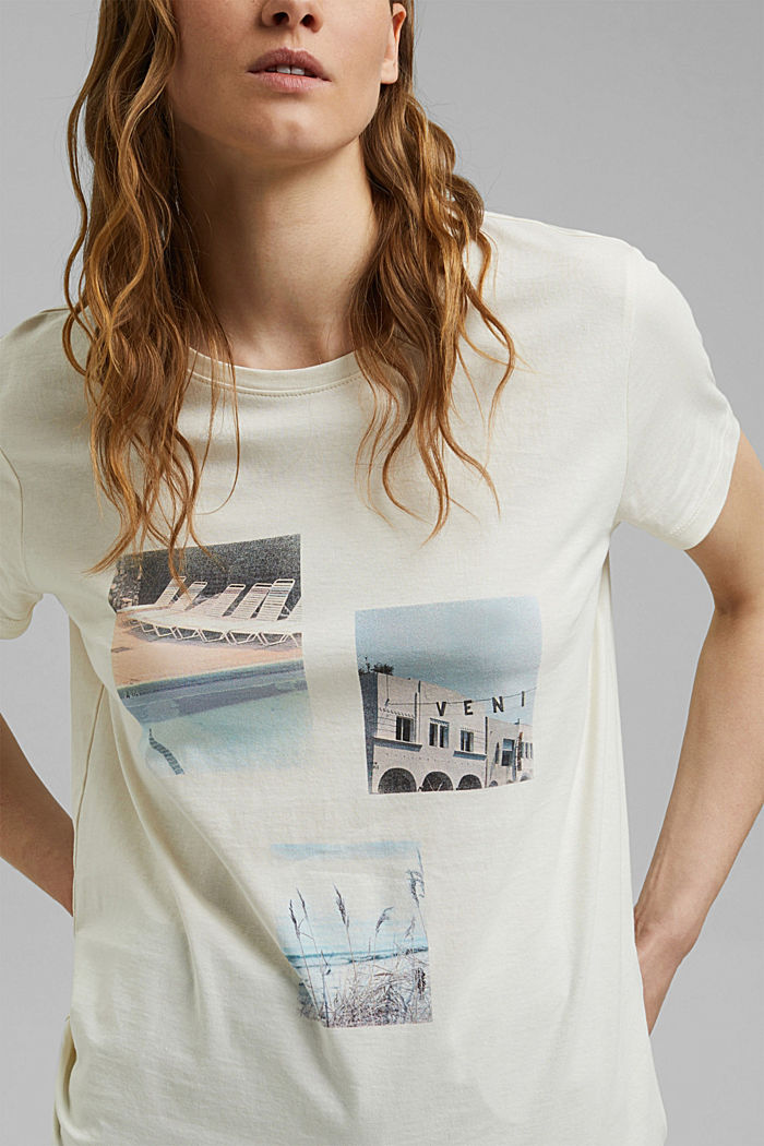 T-shirt con stampa in cotone biologico, OFF WHITE, detail image number 2
