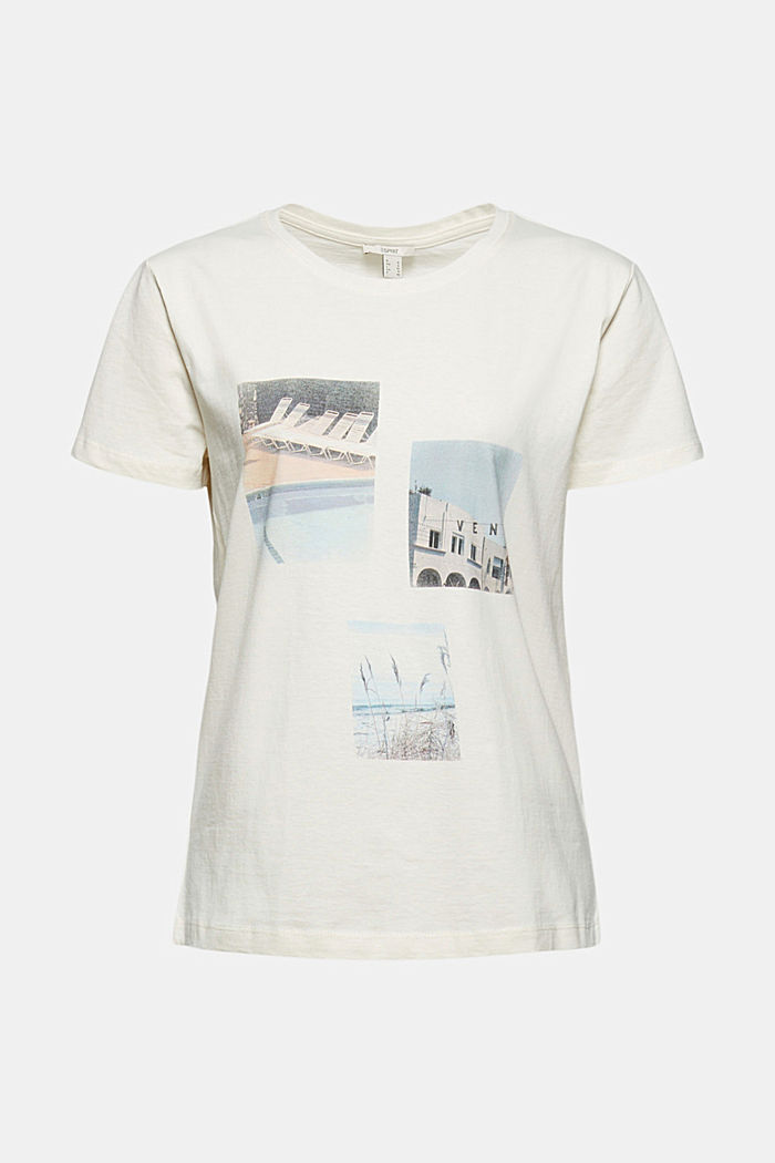 T-shirt van organic cotton met print, OFF WHITE, detail image number 7