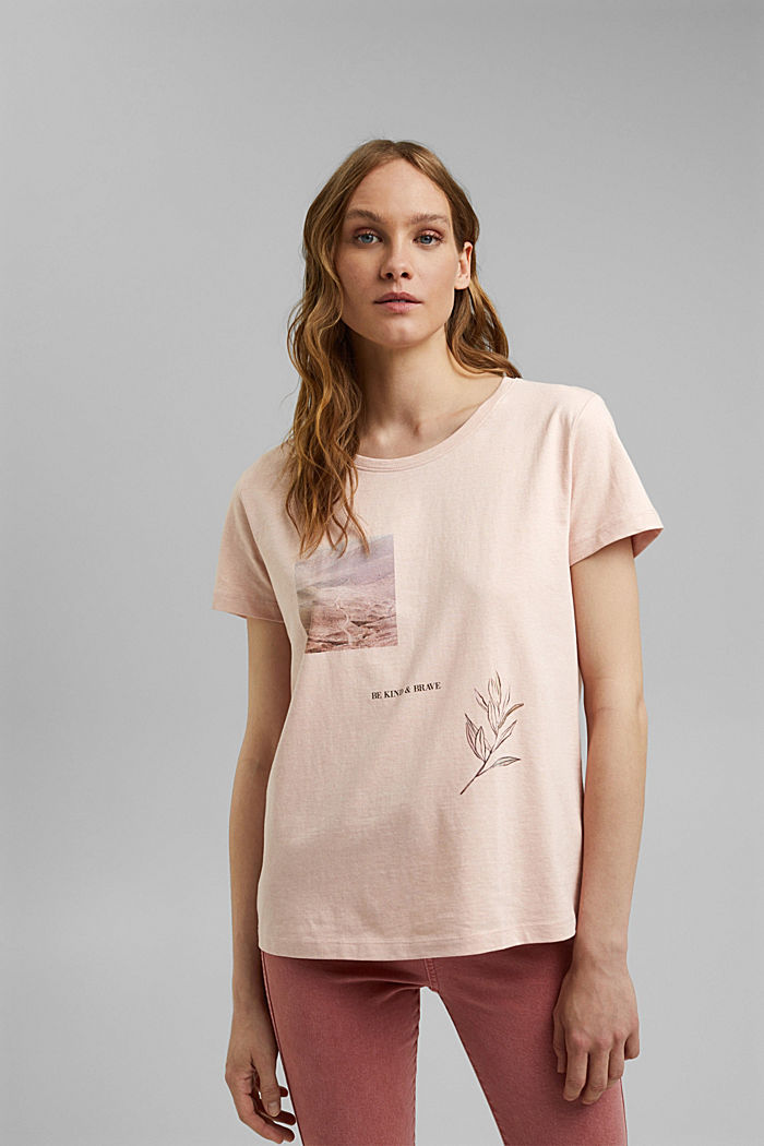T-Shirt mit Print aus Organic Cotton, OLD PINK, detail image number 0