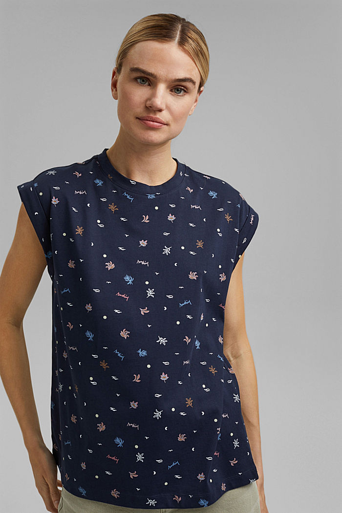 T-Shirt mit Print aus 100% Organic Cotton, NAVY, overview