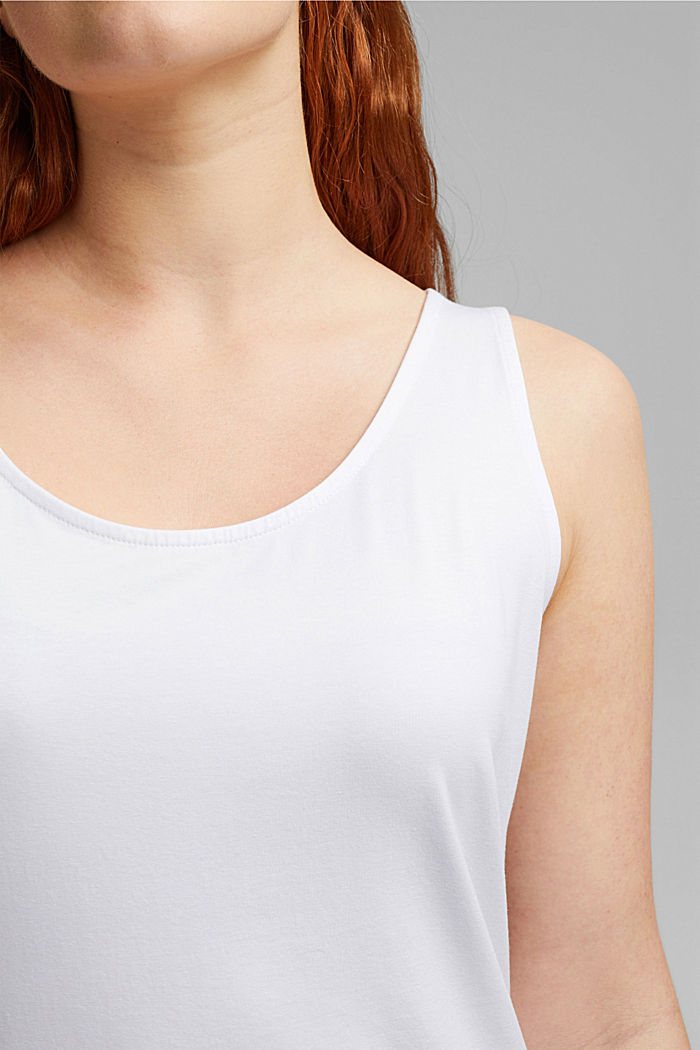 Top in cotone biologico/stretch, WHITE, detail image number 2