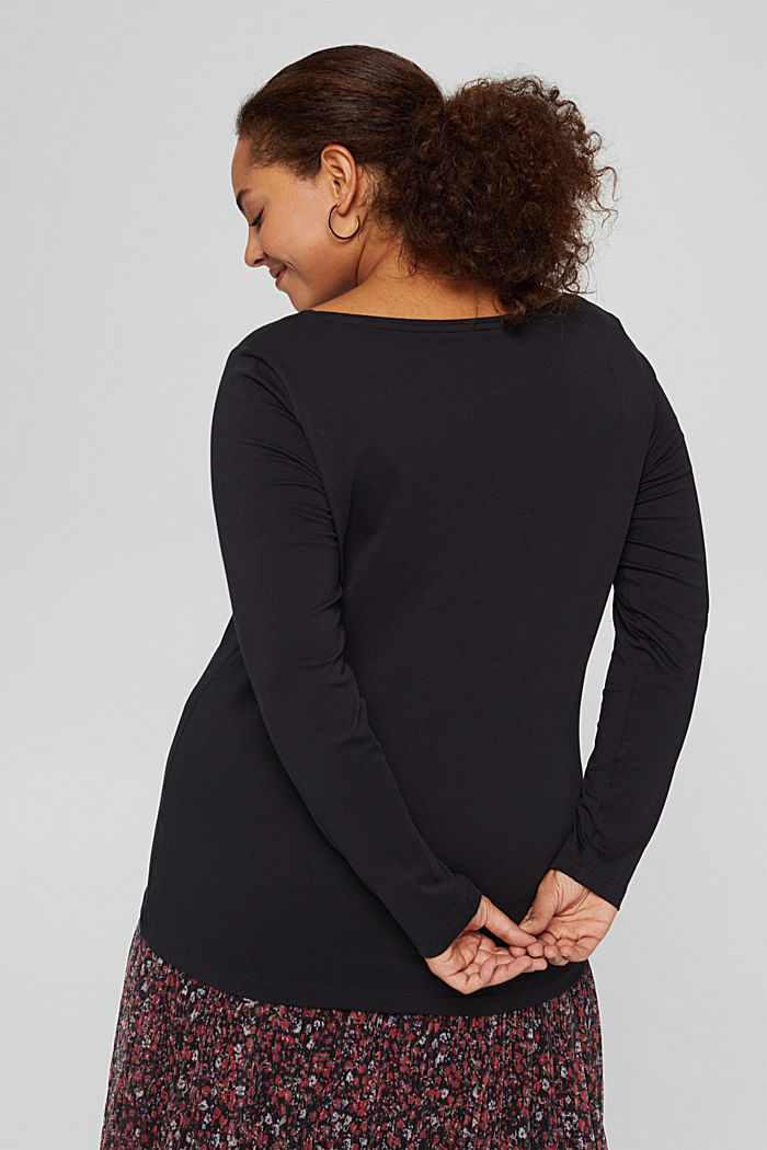CURVY long sleeve top made of organic cotton, BLACK, detail image number 3