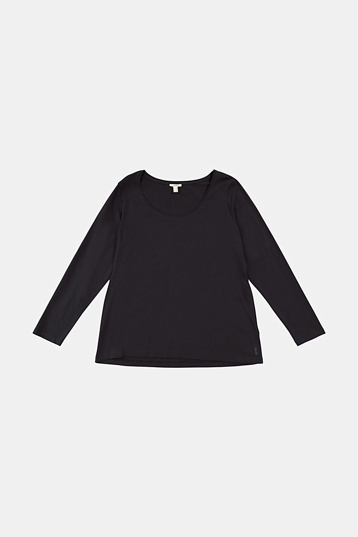 CURVY long sleeve top made of organic cotton, BLACK, overview