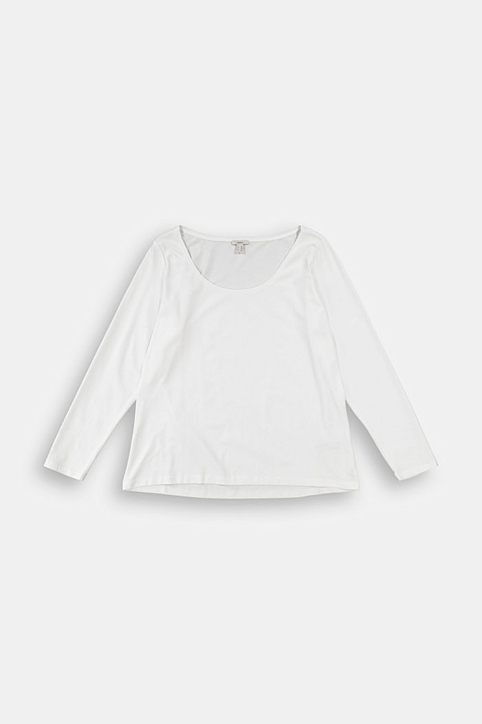 CURVY long sleeve top made of organic cotton, WHITE, overview