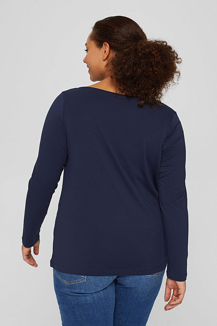 CURVY Maglia a manica lunga in cotone biologico, NAVY, detail image number 3