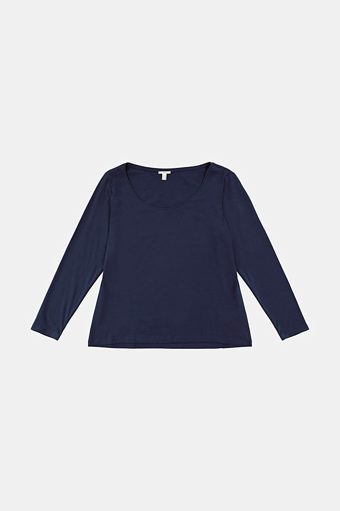 CURVY Maglia a manica lunga in cotone biologico, NAVY, detail image number 6