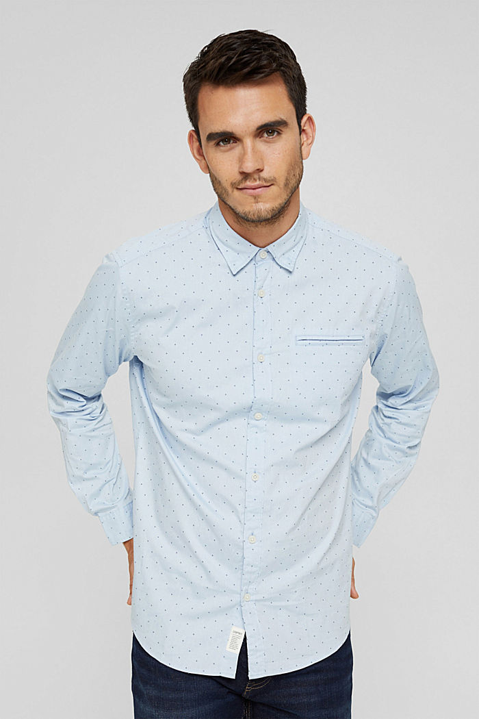 Patterned shirt in 100% cotton, LIGHT BLUE, detail image number 0