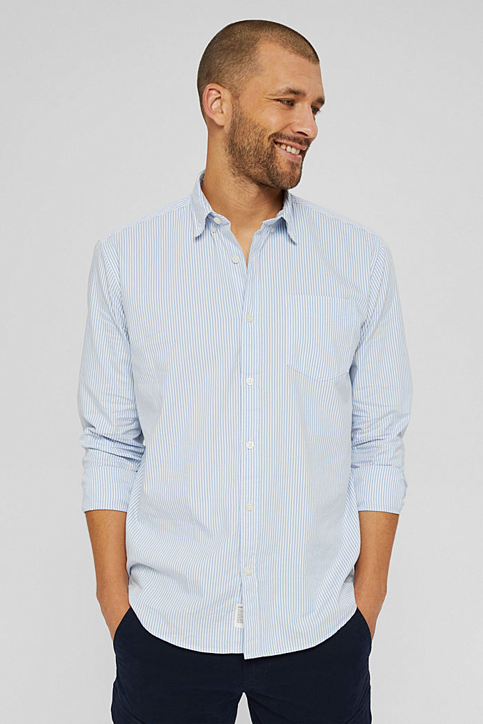 Striped shirt in 100% cotton, LIGHT BLUE, overview