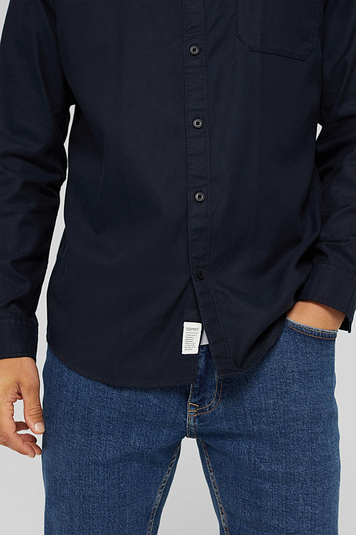 Stand-up collar shirt made of blended organic cotton, NAVY, detail image number 5