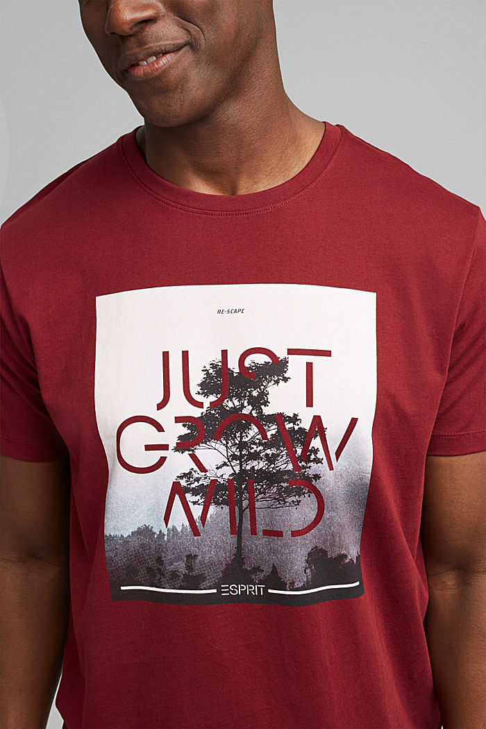 Jersey T-shirt with a photo print, organic cotton, GARNET RED, detail image number 1