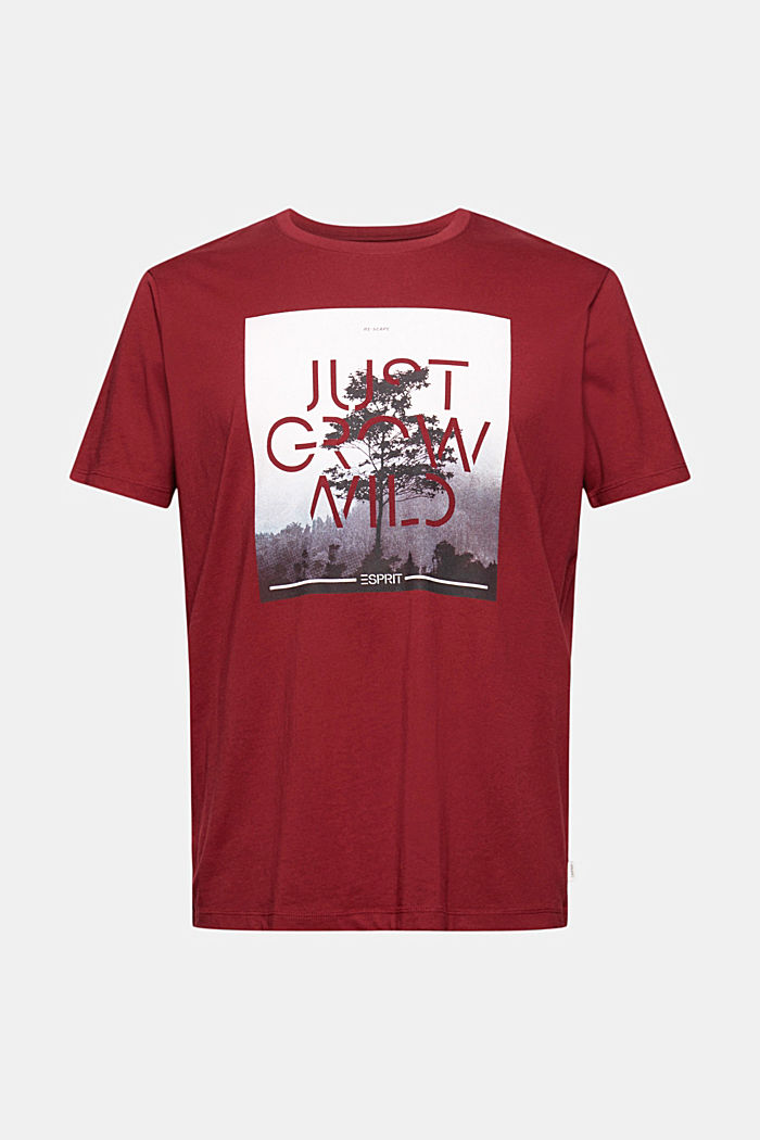 Jersey T-shirt with a photo print, organic cotton, GARNET RED, overview