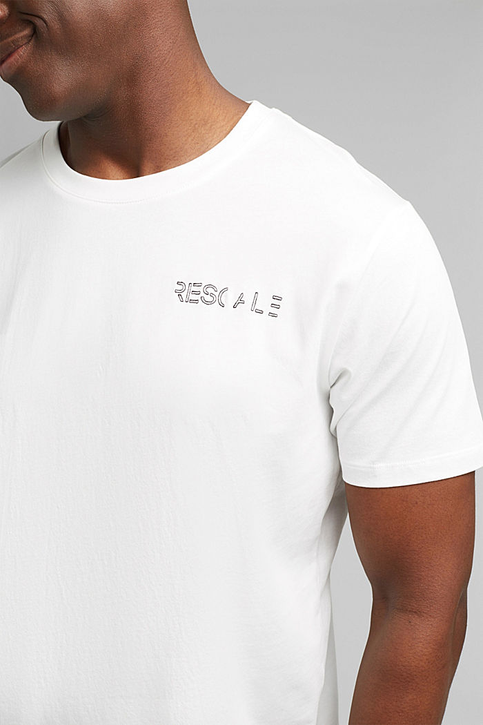 Jersey T-shirt with embroidery, 100% organic cotton, OFF WHITE, detail image number 1