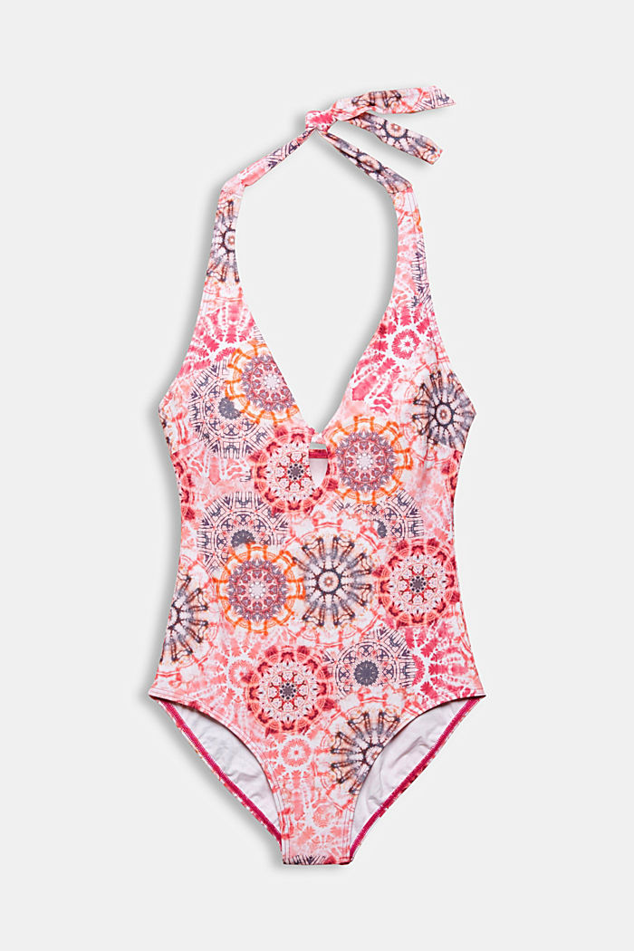 Recycled: swimsuit with a print, PINK, overview