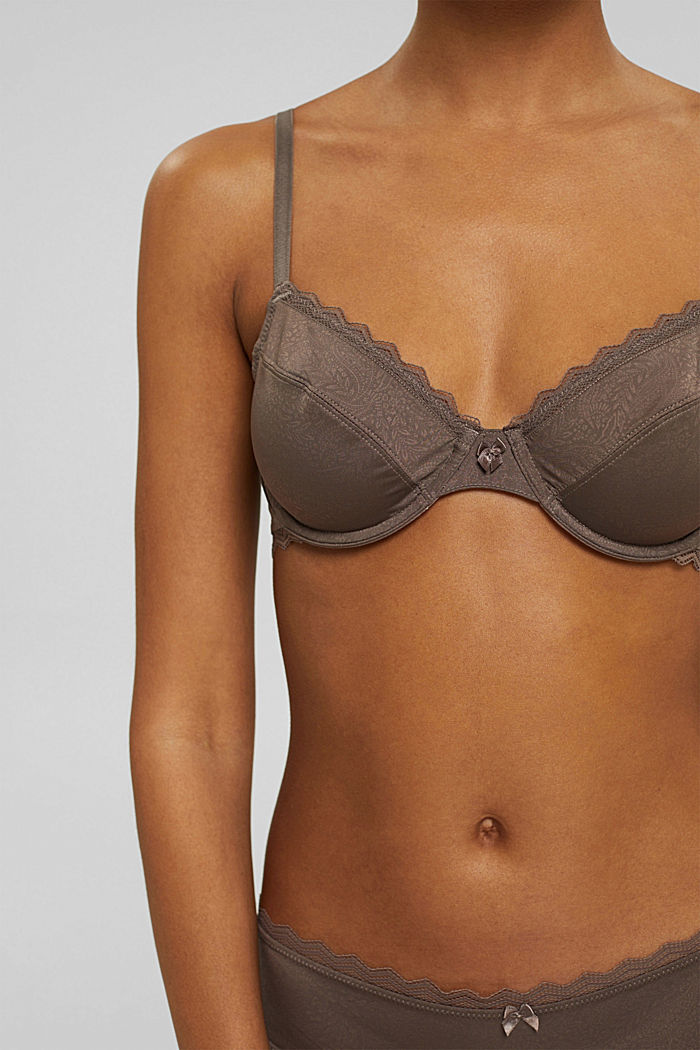 Non-padded underwire bra with paisley pattern, TAUPE, detail image number 2