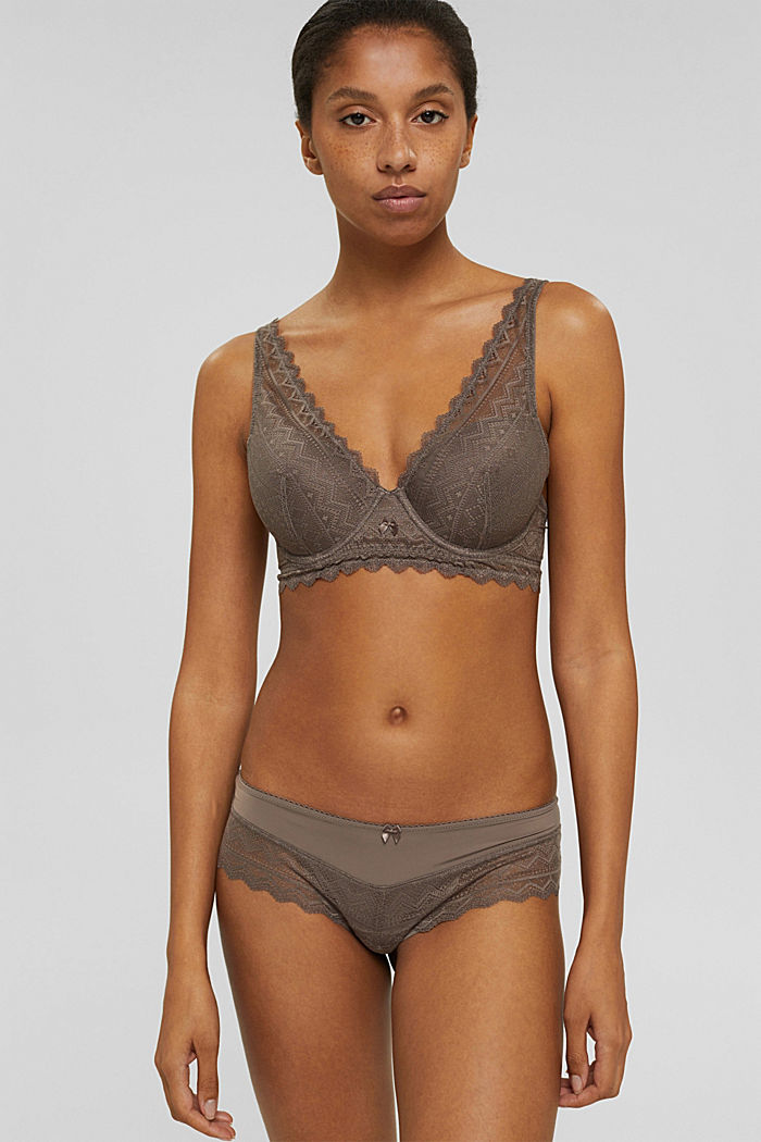 Recycled: padded underwire bra with lace