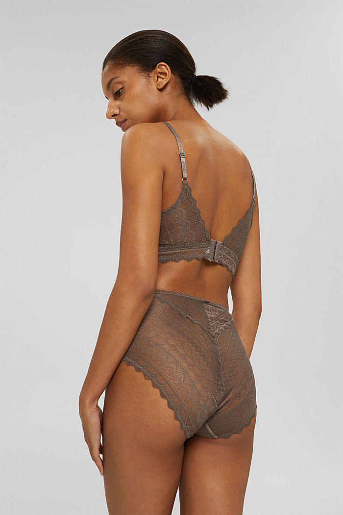 Recycled: padded non-wired bra in lace, TAUPE, detail image number 1