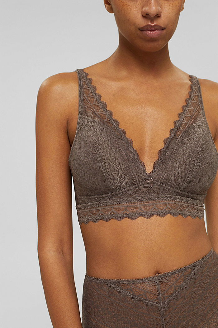 Recycled: padded non-wired bra in lace, TAUPE, detail image number 2