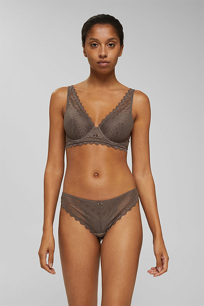 Recycled: lace thong, TAUPE, detail image number 0
